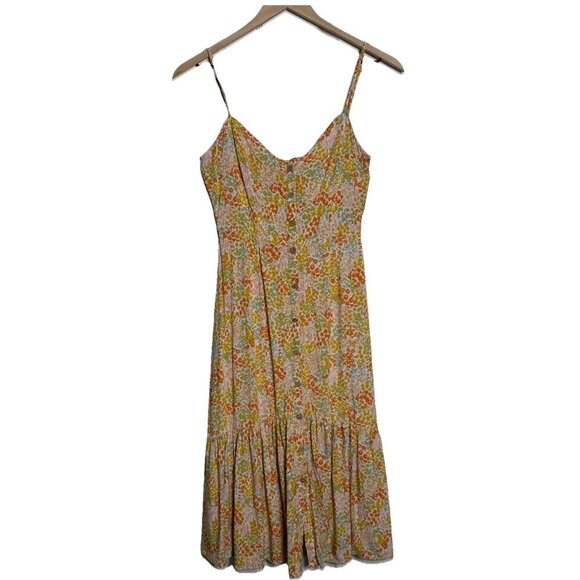 Mimi Chica Dresses & Skirts - Mimi Chica Medium Yellow Orange Ditsy Floral Sleeveless Button Down Dress Boho